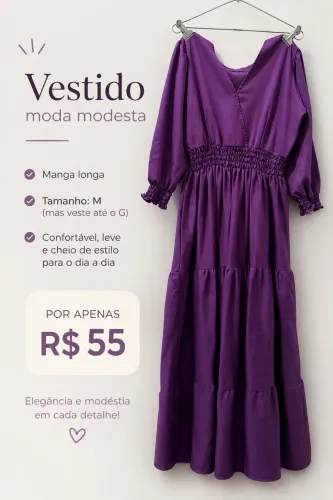 Vestido Roxo Moda Modesta