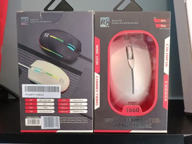 Mouse R8 1660, 1600 DPI BRANCO