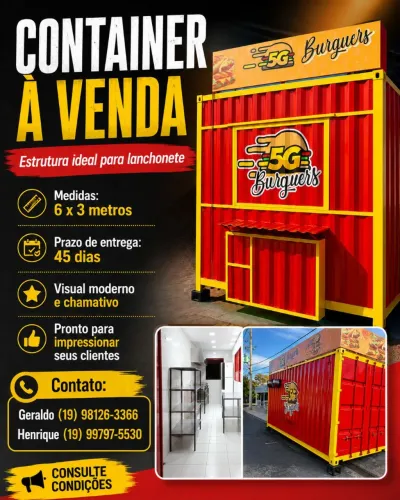 Vendo container para lanchonete, hamburgeria, etc.