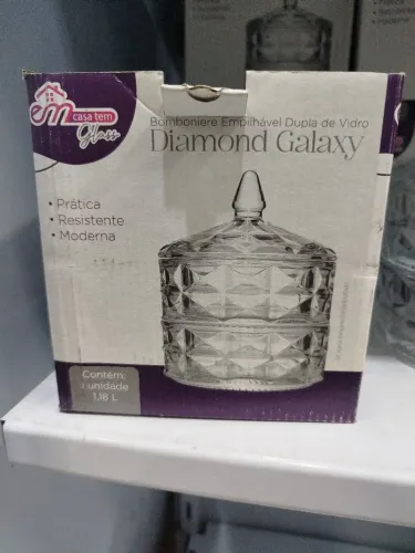 Bomboniere empilhável dupla de vidro, Diamond Galaxy.