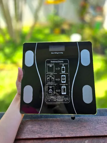 Balança digital bioimpedância bluetooth vidro temperado 180kg