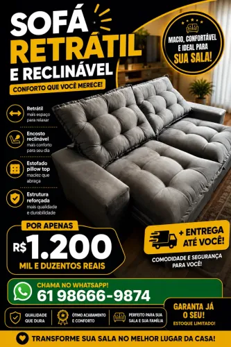 Sofá Retrátil e Reclinável 2mt