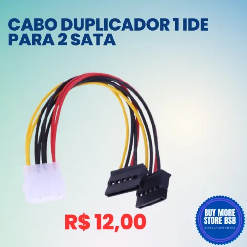 Cabo Força Adaptador Fonte Duplo Y Ide Molex X 2 Sata