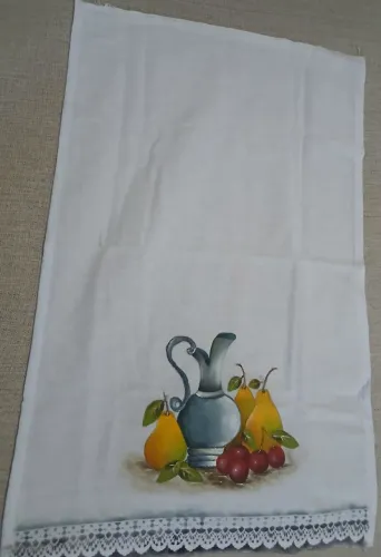 Pano de prato pintado a mão