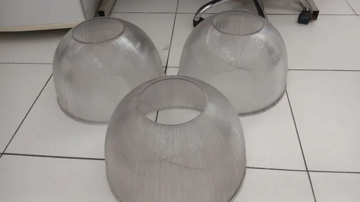Kit 03 cúpula luminária prismatica para galpão 16 polegada, 40 cm