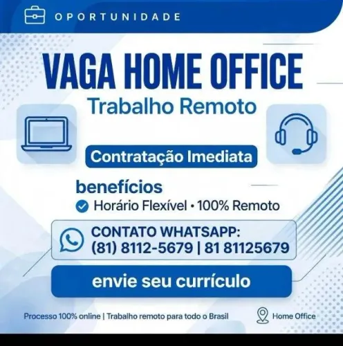 Vaga de Trabalho - Home Office