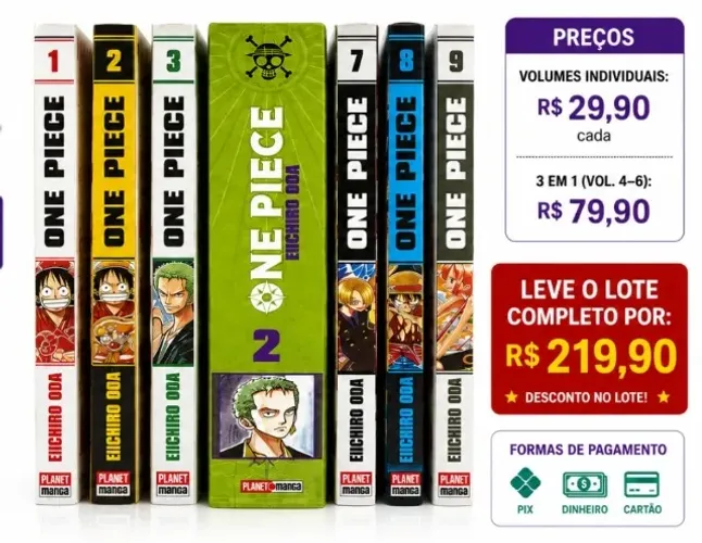 Mangás One Piece Seminovos - Vol. 1 ao 9 (4-6 em 3x1)
