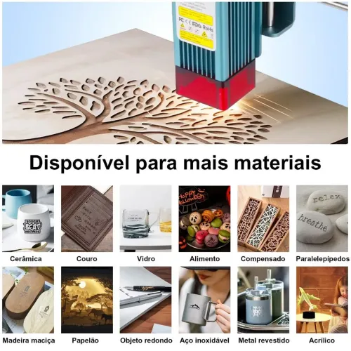 Gravadora laser com corte em MDF (grátis óculos de proteção, luva térmica,10 carimbos)
