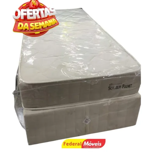 Cama Solteiro Colchão e Base Bege 88x188cm - Chama no WhatsApp 