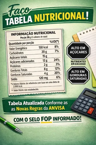 Tabela Nutricional para rótulos de alimentos Atualizada conforme as novas normas