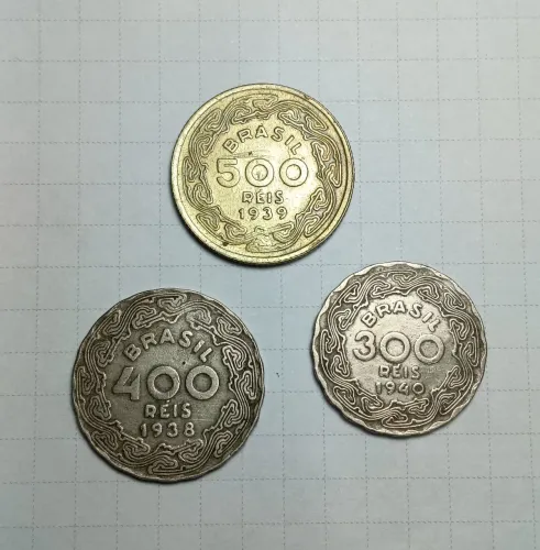 Trio de moedas de Réis (Década de 1930)