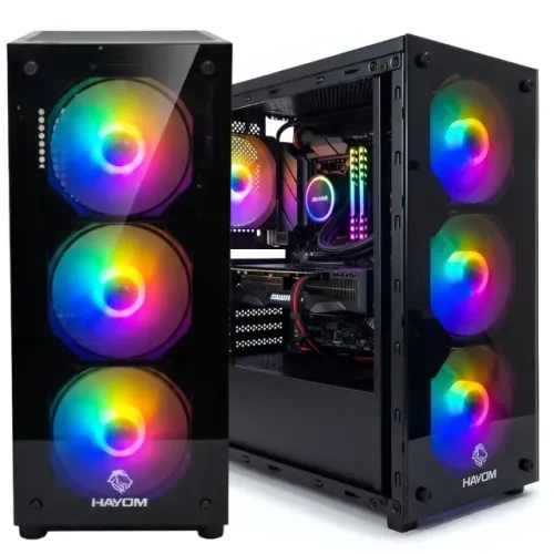 Gabinete Gamer hayom GB1729 com 04 Fans Raibow Inclusas - Leia descrição