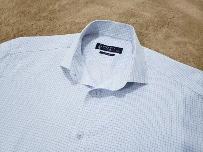 Camisaria Vivacci Texturizada Slim Linda Estado de Nova Desapego Oportunidade