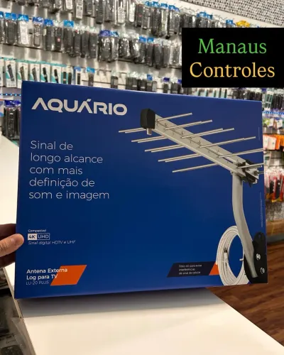 Antena Externa Digital para Tv LU-20 Plus Aquário - 12 DBI + Cabo