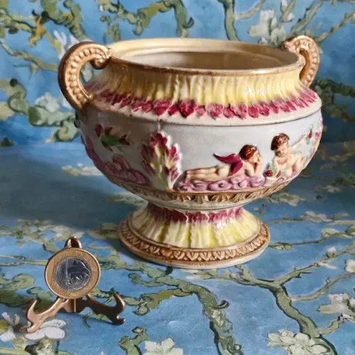Maruhon Ware. Antigo centro de mesa com pedestal ou floreira de porcelana japonesa.12cm al