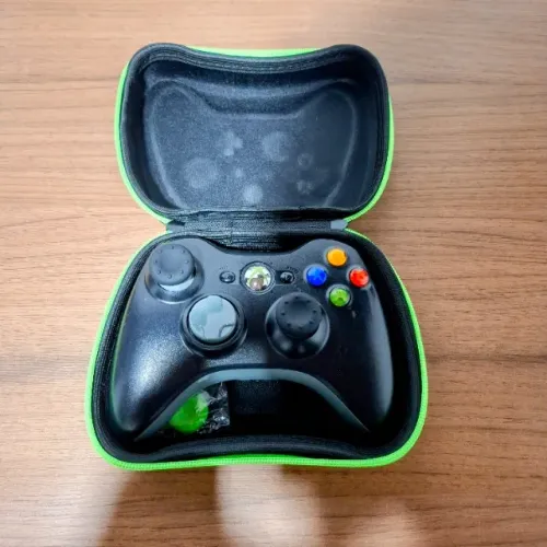 Controle Xbox 360 Sem Fio Original Preto + Case Rígida + Grips | Testado