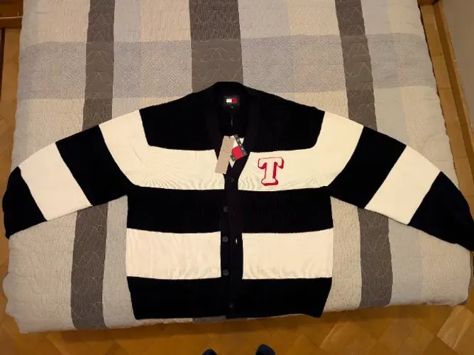 Cardigan Tommy Jeans Textured Knit Stripe - Novo com Etiqueta