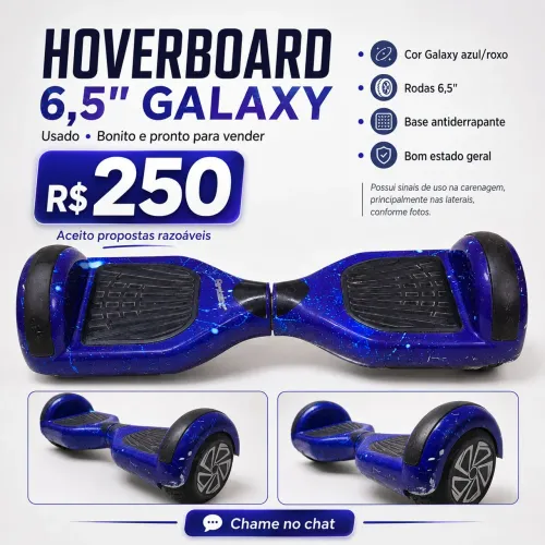 Hoverboard Elétrico 6,5? Galaxy Azul/Roxo
