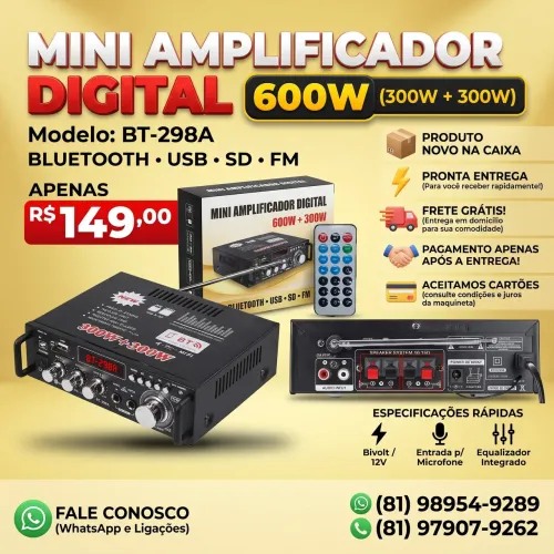 AMPLIFICADOR DE SOM 600W