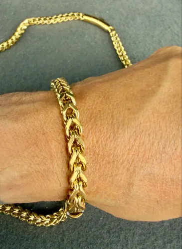 Cordão e pulseira em aço inox 