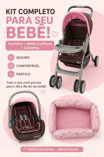 KIT BEBÊ COMPLETO COSCO/CARRINHO BEBE CONFORTO E NINHO