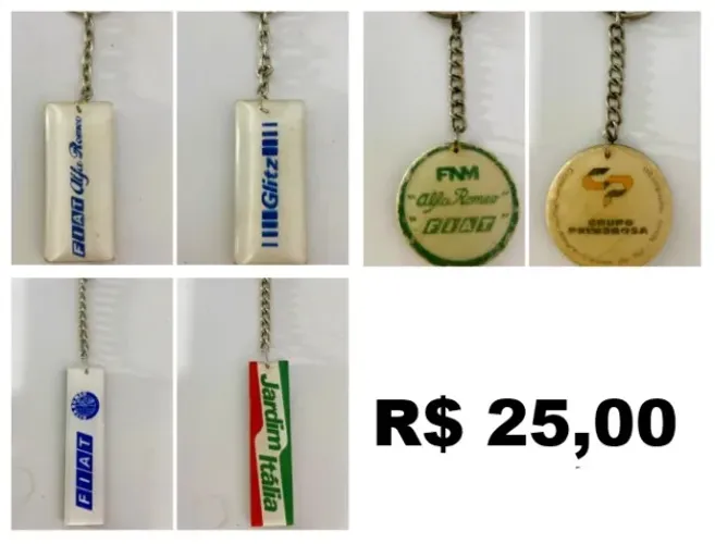 Chaveiros Antigos de Concessionárias Fiat/FNM/Alfa Romeu.