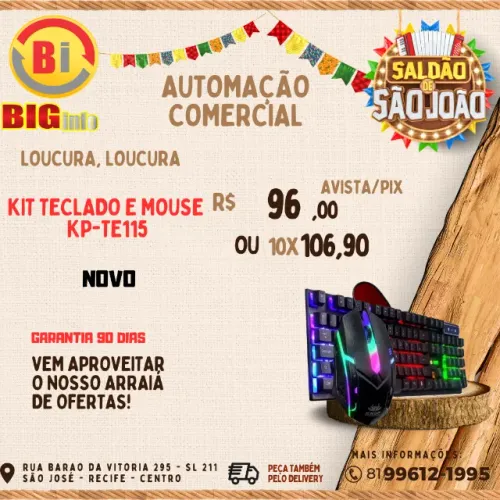 Teclado Com Fio Teclas Iluminadas  USB padrão -  Em ate 10x Fixas 