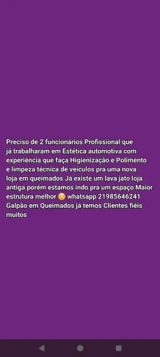 Polidor Estética automotiva e Ajudante Lava Jato
