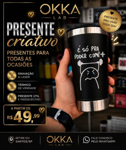 Copo térmico personalizado com frases criativas