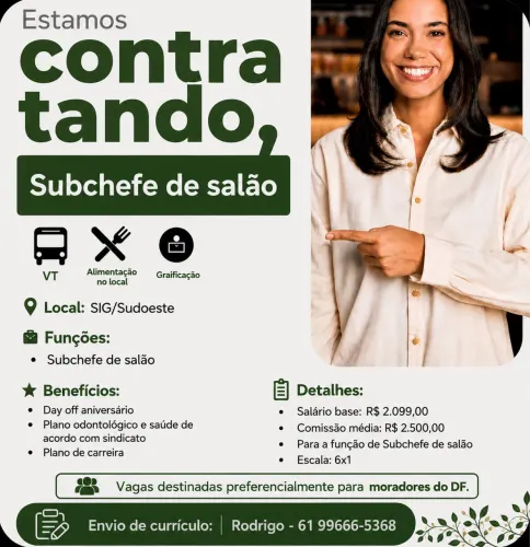 Restaurante boteco caju limao está contratando