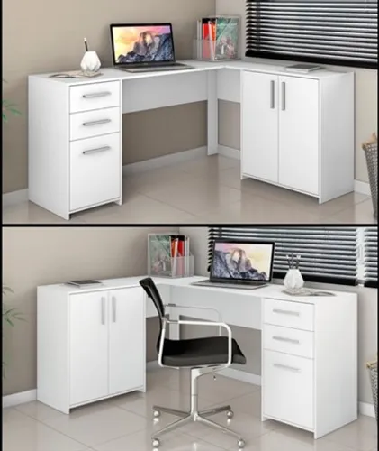 Escritório sala mesa office escrivaninha em L