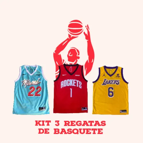 Kit 3 regatas de basquete 