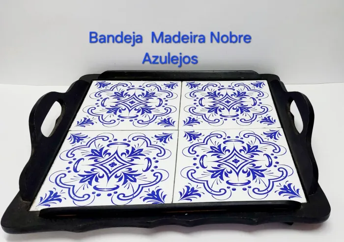 Bandeja Antiga Madeira Nobre Azulejos