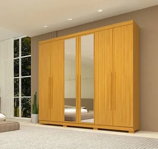 Guarda Roupa Núbia 6 portas com espelho, 100% MDF - ACP Moveis