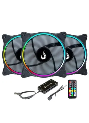 Kits Rise Mode 3 fans rgb com controladora (3 modelos disponíveis)