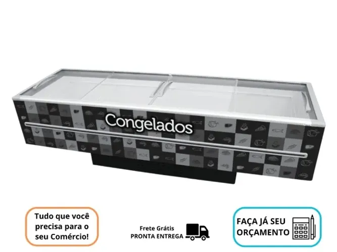 Ilha de Congelados Fricon 3,0M Nova 220v Vidro Reto