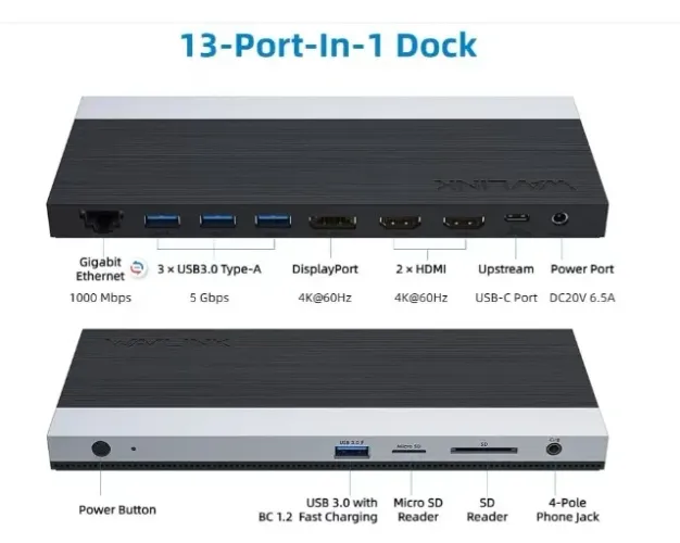 Hub Wavlink Usb-c 4k Tripo Display Dock - Unico no OLX