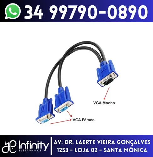 Cabo Y Duplicador Vga 1 Macho x 2 Vga Fêmea