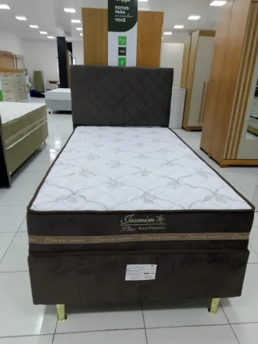 Conjunto Box Solteirão De Molas Ensacadas + Cabeceira Estofada - Em Promoção