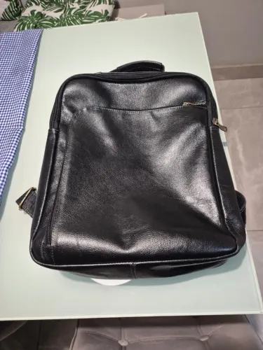 Mochila Unissex Couro Legítimo Compacta Notebook Cor Café
