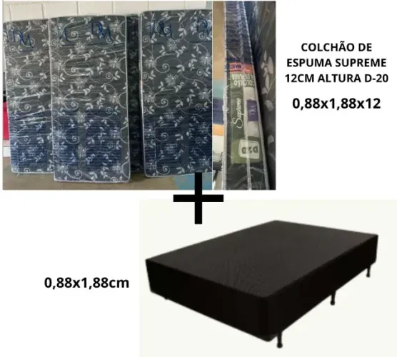 Conjunto de Solteiro Colchão de Espuma D20 + Base Box 0,88x1,88x12cm