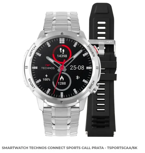 Smartwatch Technos Connect Sports Call Prata