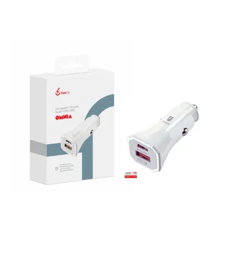 CARREGADOR VEICULAR 12/24V 38W 1 USB 1 USB TIPO-C FANCY CCK-K02