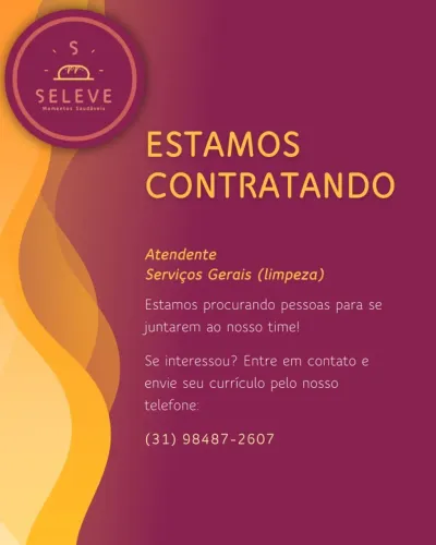  SERVIÇOS GERAIS; ATENDENTE, 2 vagas=uma vaga para cada cargo