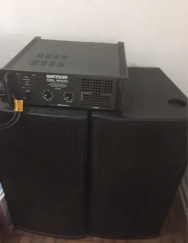 Kit Completo = Amplificador Wattsom DBL 6000 + Caixas de Som + Tripés + Cabos