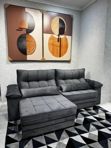 sofa retratil e reclinavel 2,10 cinza