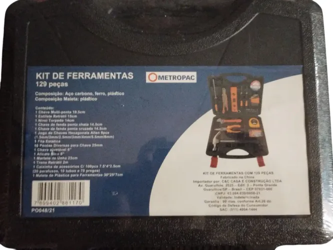 Kit de Ferramentas 129 Peças Metropac envio por Uber flash cobro  uma taxa de envio