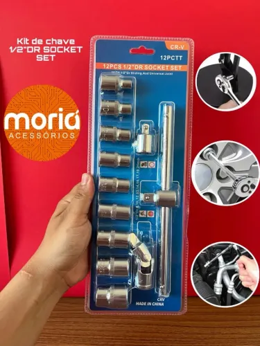 Kit de Chave Soquete 1/2" 12 Peças - Ferramentas