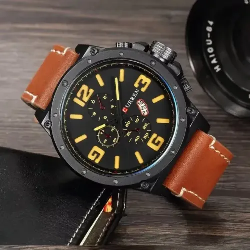[NOVO] Relógio Curre 8230 - Couro, 50mm, Resistente 3ATM, Estilo Masculino
