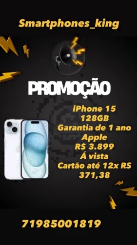 iPhone 15 128gb lacrado, nota fiscal e garantia de 1 ano 